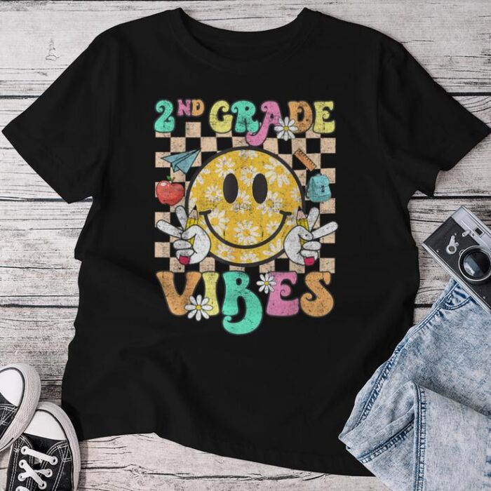 2Nd Grade Vibes Smile Face Back To School Girls Second Grade Unisex T-shirt