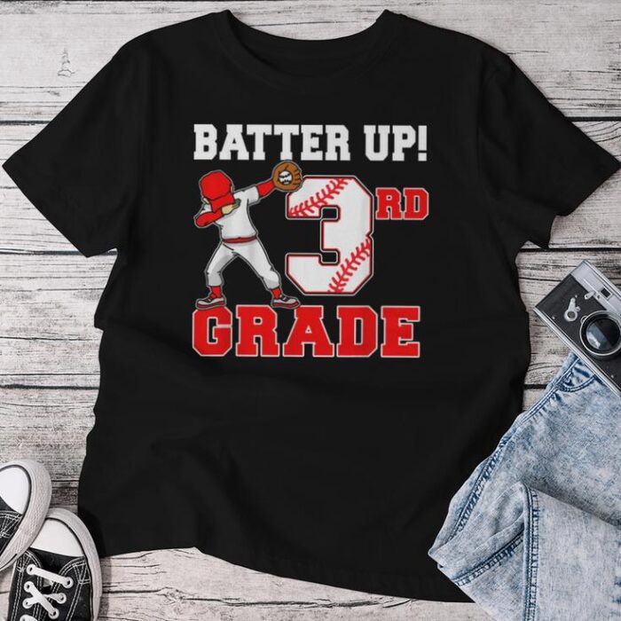 3Rd Grade Back To School Batter Up Baseball Boys Students Unisex T-shirt