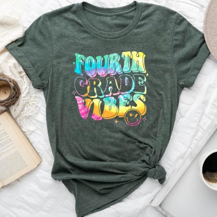 4Th Grade Vibes Groovy Smile Face Tie Dye Back To School Unisex T-shirt