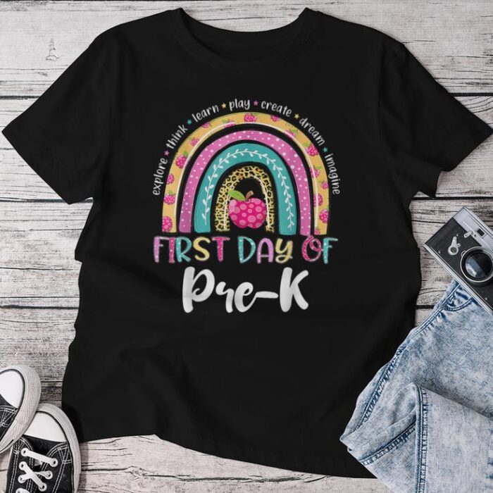 Back To School Rainbow Happy First Day Of Pre K Unisex T-shirt