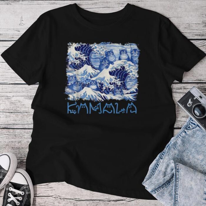 Blue Cats Wave Childless Cat Lady For Kama 2024 Unisex T-shirt