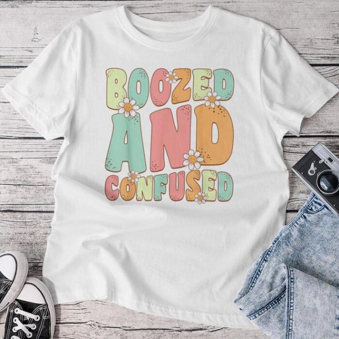 Boozed And Confused Groovy Floral Bachelorette Matching Unisex T-shirt