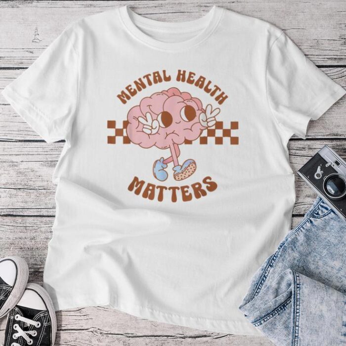 Brain Mental Health Matters Retro Groovy Mental Health Unisex T-shirt