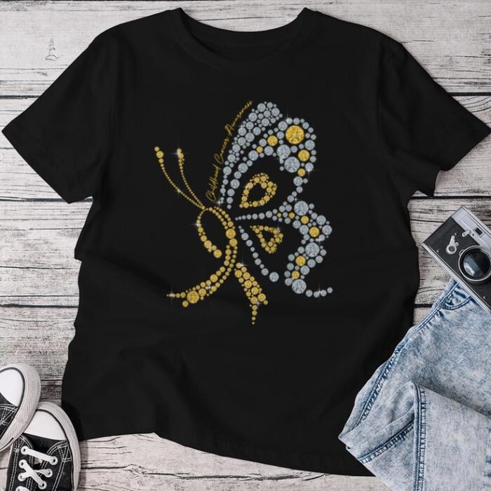 Childhood Cancer Awareness Gold Butterfly Warrior Supporter Unisex T-shirt