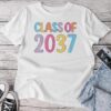 Class Of 2037 Grow With Me K To 12 Grade Handprints On Back Unisex T-shirt