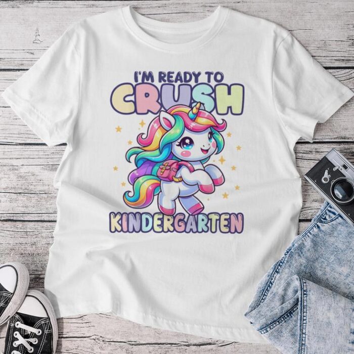 Crush Kindergarten Girls Back To School Unicorn First Day Unisex T-shirt