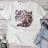 Cute But Feral Raccoon Drinking Coffee Vintage Unisex T-shirt