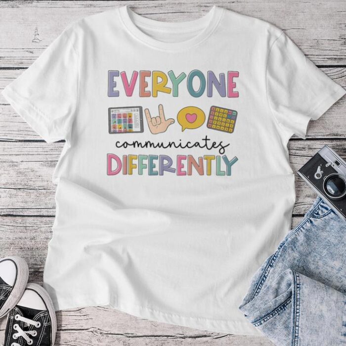 Everyone Communicates Differently Autism Awareness Kid Unisex T-shirt