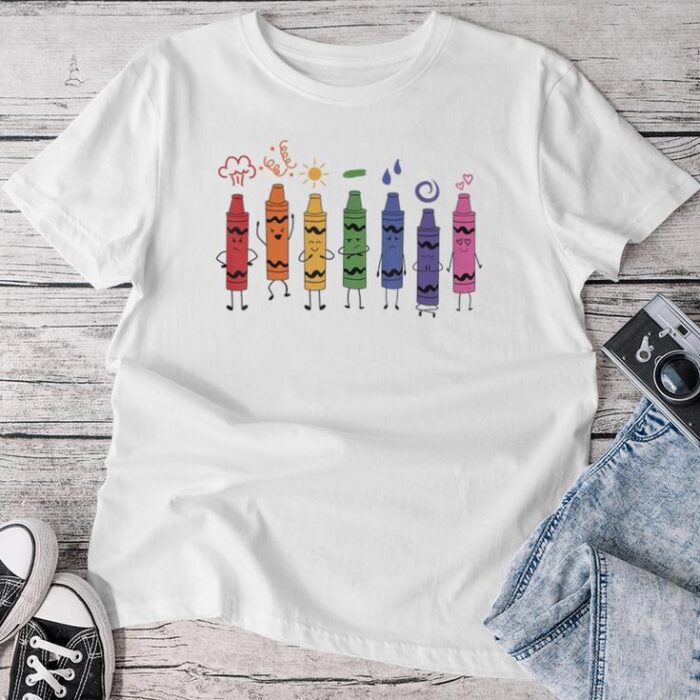 Fashionable Crayon Mood Color Crayons Teacher Life Unisex T-shirt