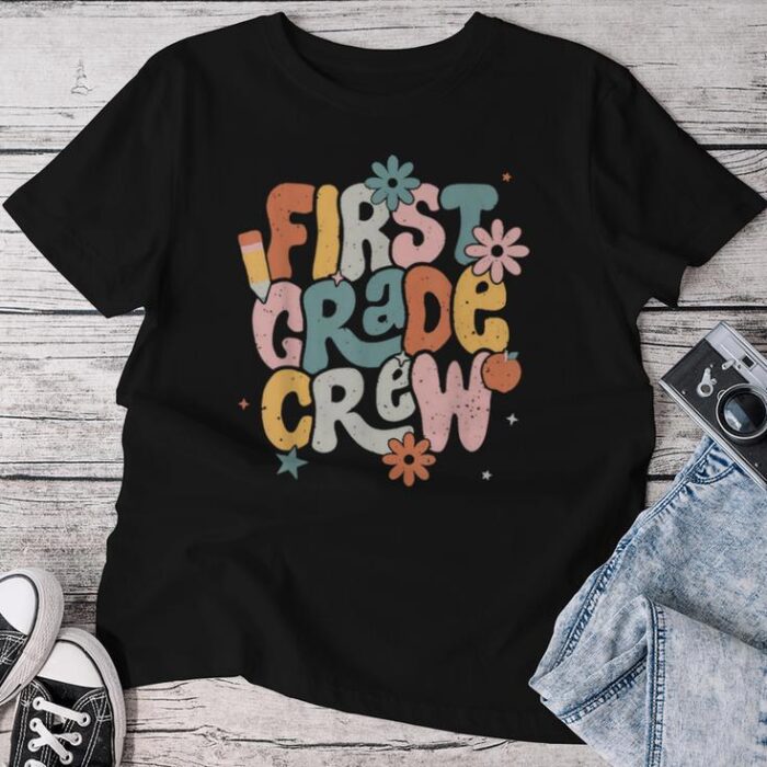 First Grade Crew Retro Vintage First Day Of School Unisex T-shirt