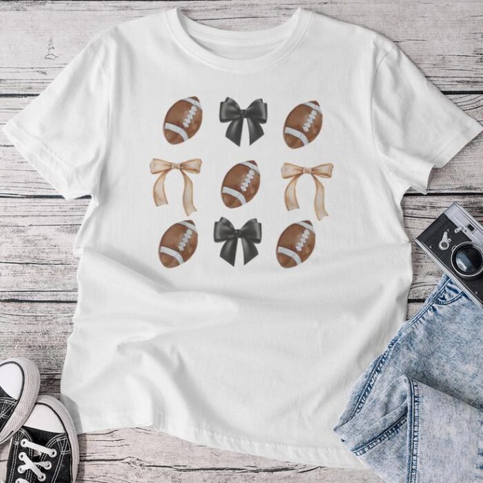 Game Day Football Retro Coquette Bow Football Mama Unisex T-shirt