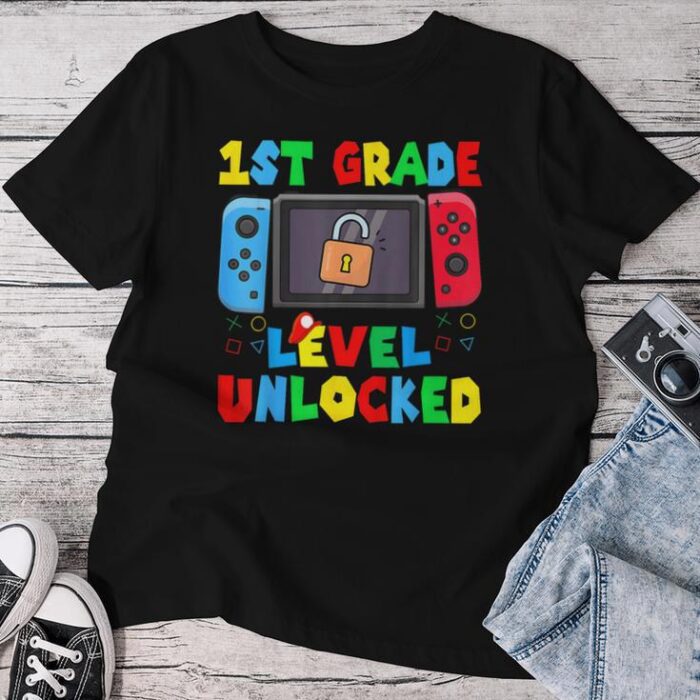 Game Gaming 1St Grade Level Unlocked First Day Boys Toddlers Unisex T-shirt