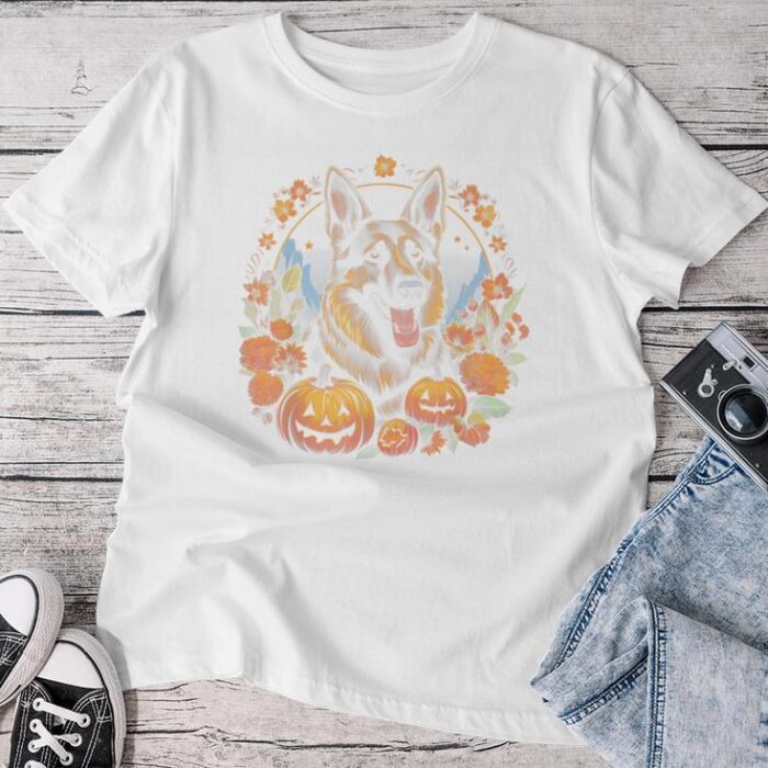 German Shepherd Dog Pumpkin Thanksgiving Fall Halloween Unisex T-shirt