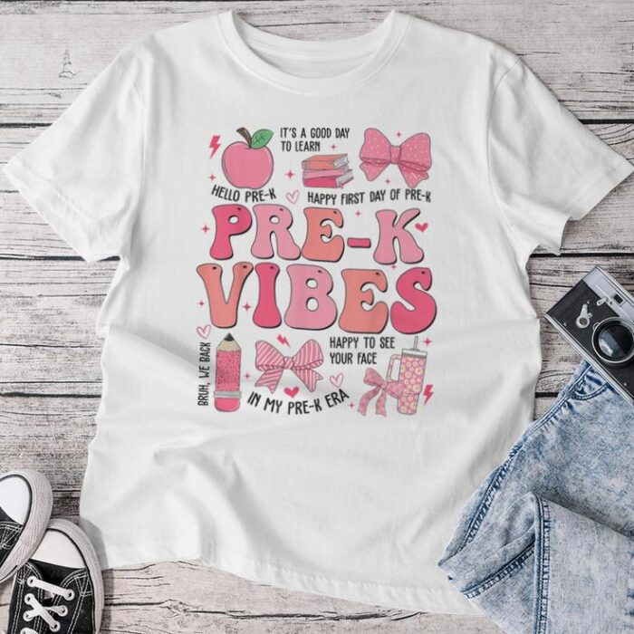 Girls Pre-K Vibes Coquette Bow Back To School Teacher Prek Unisex T-shirt