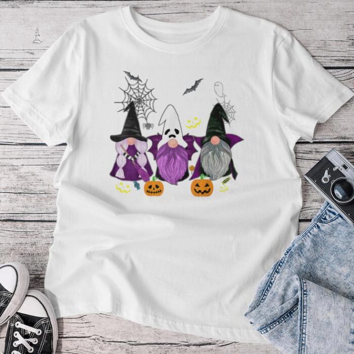 Gnomes Ghost Scary Gnome Autumn Pumpkin Halloween Men Unisex T-shirt