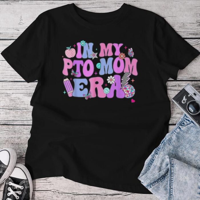 Groovy In My Pto Mom Era Parent Teacher Organization Unisex T-shirt