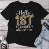 Hello 1St Grade Leopard Teacher Students Back To School Girl Unisex T-shirt