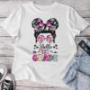 Hello First 1St Grade Messy Bun First Day Of School Girls Unisex T-shirt