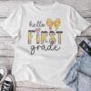 Hello First Grade Teacher Coquette Pencil Bow Back To School Unisex T-shirt