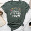 Helping Little Minds Grow Teacher Back School Flower Unisex T-shirt