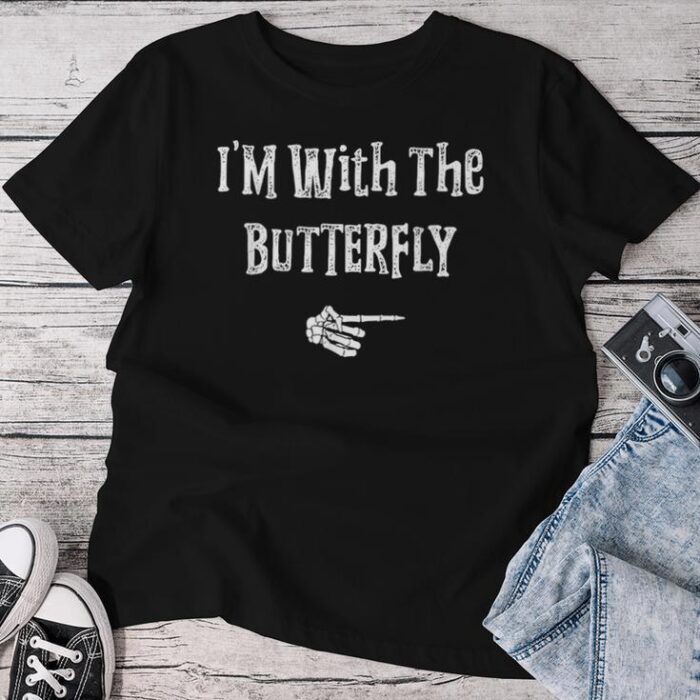 I'm With Butterfly Halloween Costume Couples Matching Unisex T-shirt