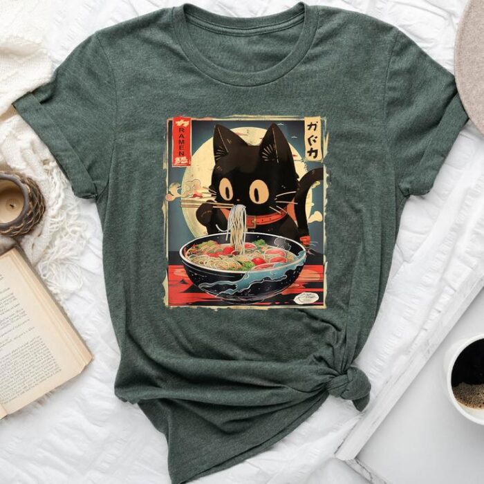 Kawaii Cat Eating Ramen Noodles Anime Girls Ns Unisex T-shirt