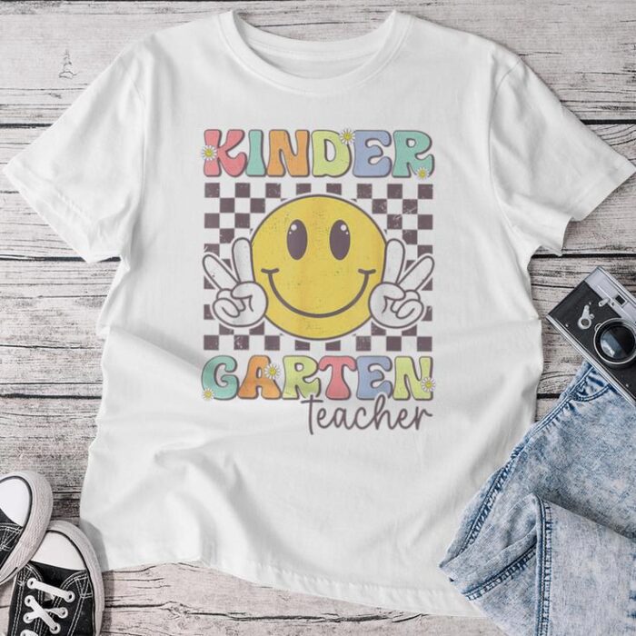 Kindergarten Teacher Team Hippie Smile Face Back To School Unisex T-shirt