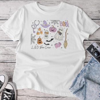 Labor And Delivery Nurse Halloween Pumpkin Ghost Autumn Fall Unisex T-shirt