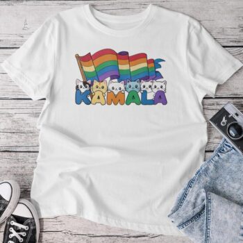 Lgbtq Rainbow Cats For Kamala Harris 2024 Rights Vote Love Unisex T-shirt