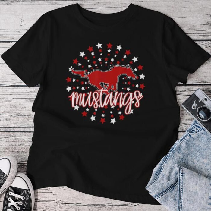 Mustangs School Spirit Football Mom Mustang Pride Teacher Unisex T-shirt