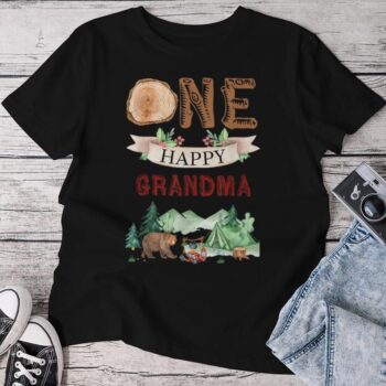 One Happy Grandma Camping Birthday Camper First Unisex T-shirt