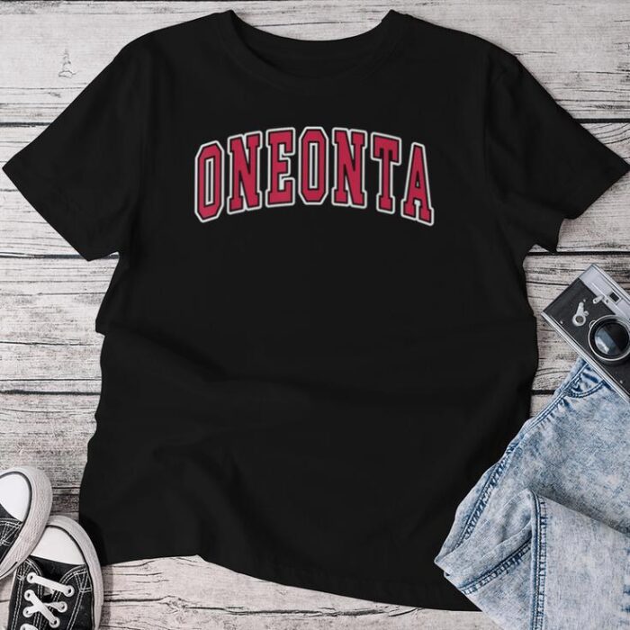 Oneonta New York Varsity Arched Text Red & Oneonta Unisex T-shirt