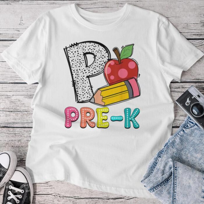 P Is For Pre-K Teacher Pencil Apple Back To School Unisex T-shirt