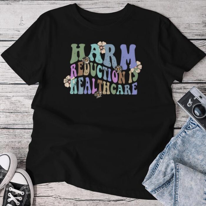 Retro Flower Harm Reduction Healthcare Overdose Awareness Unisex T-shirt