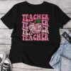 Retro Pink Disco Ball Apple Teacher Colorful Back To School Unisex T-shirt