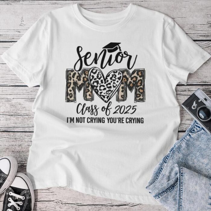 Senior Mom Class Of 2025 Senior Mama 2025 Graduation Leopard Unisex T-shirt