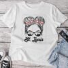 St Louis Retro Baseball Love Messy Bun Girl Met At Game Day Unisex T-shirt