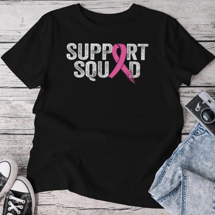 Support Squad Breast Cancer Awareness Month Pink Mens Unisex T-shirt