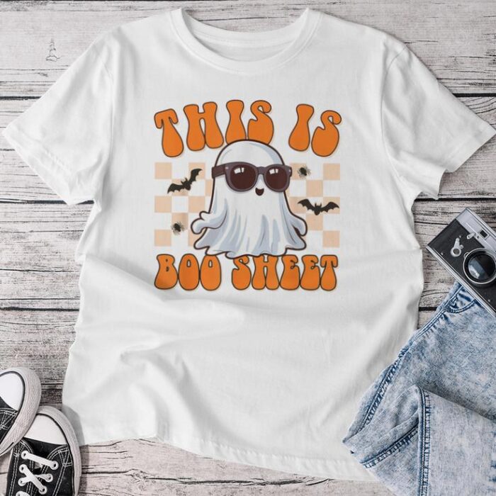 This Is Boo Sheet Ghost Groovy Halloween Costume Unisex T-shirt