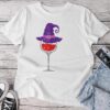 Wine Glass Witch Hat Cute Wine Lover Halloween Unisex T-shirt