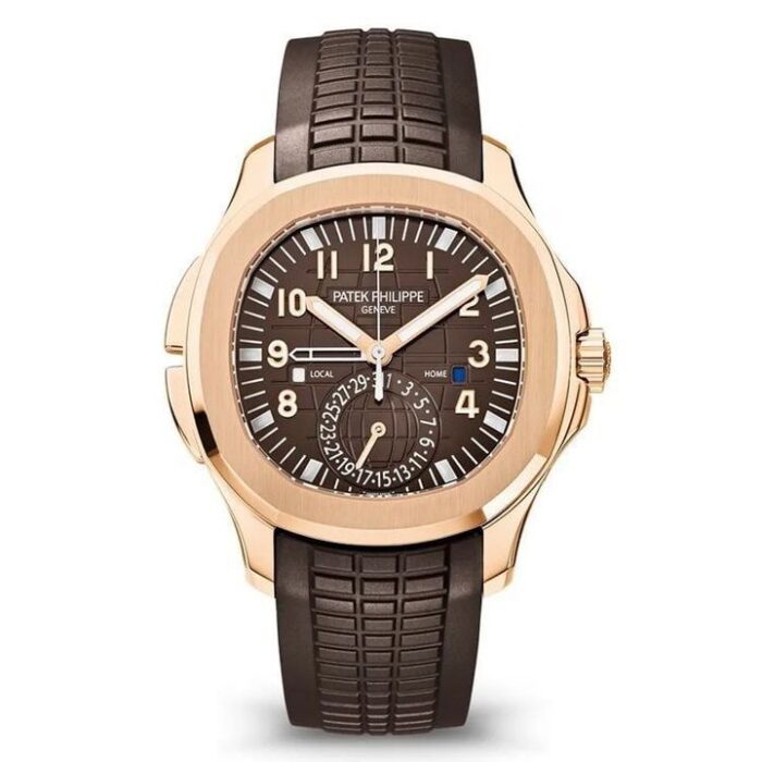 Luxury Patek Philippe Aquanaut Brown Embossed Arabic Dial Rose Gold Composite Men'S Watch 5164R-001