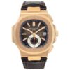 Patek Philippe Nautilus 5980R Flyback Chronograph Date Rose Gold Leather Strap