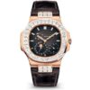 Patek Philippe Nautilus Rose Gold Diamond Bezel & Moon Phase Brown Dial 5724R 001