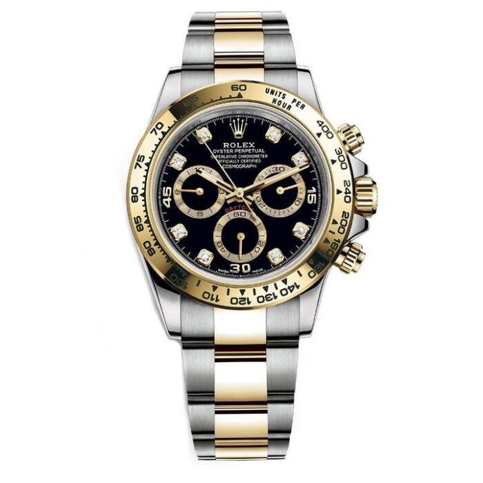 Rolex Cosmograph Daytona Chronograph Automatic Diamond Black Dial Men Watch 40mm