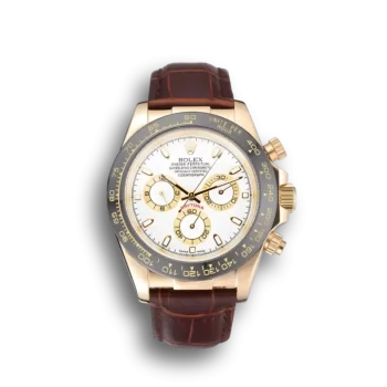 Rolex Cosmograph Daytona Gold Case White Dial Brown Leather Bracelet 622633
