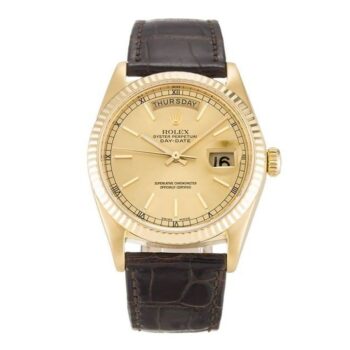 Rolex Day-Date 18038 Yellow Gold 36 mm Case Champagne Baton Dial Type