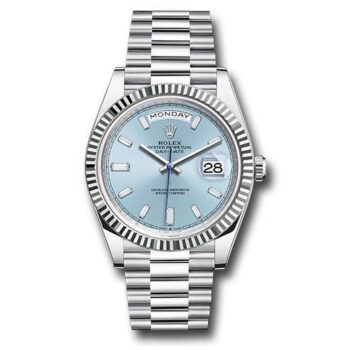 Rolex Day-Date 40 Platinum Ice Blue Baguette Dial 228236
