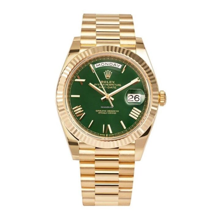 Rolex Day-Date 40mm President 18K Yellow Gold Green Roman Dial