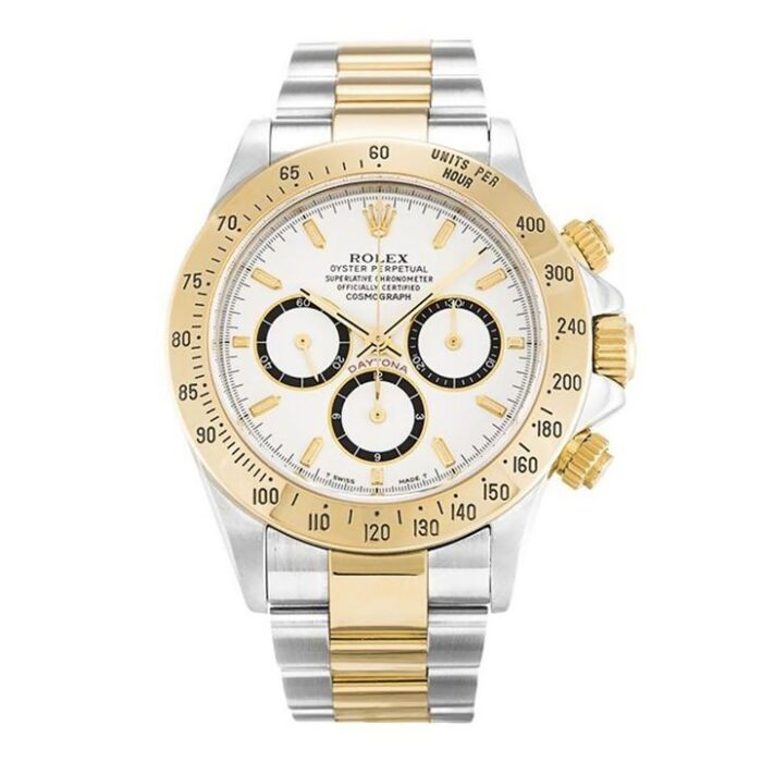 Rolex Daytona 16523 Yellow Gold Oyster White Baton Men Watch